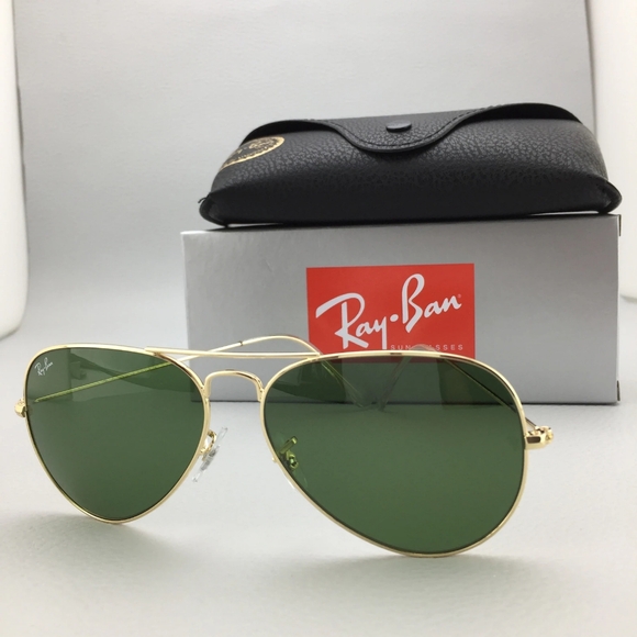 LIKE NEW RayBan Aviator RB3025 G15 Green Lens Ray ban Sunglasses - Picture 4 of 13